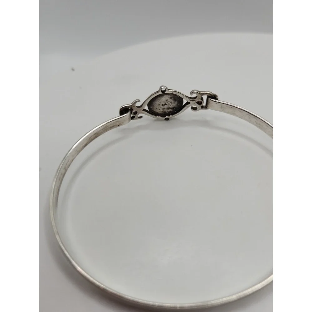 Sterling Silver 925 Peach Moonstone Bracelet Openwork Stackable 7.5